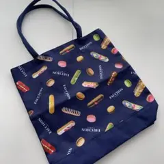 FAUCHON はフォション　スイーツ柄エコバッグ ネイビー