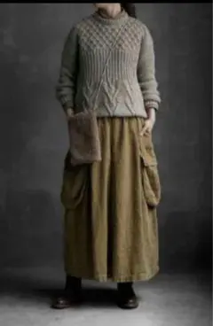 Joie de Vivreリネンラミー硫化染め　ワイドカーゴパンツ