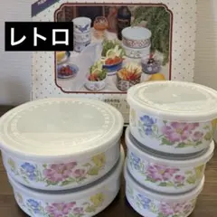 保存容器　タッパー　レトロ　花柄　陶彩　キャニスター　セット　5セット　かわいい
