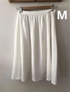 〈美品〉膝丈スカート　フレアスカート　白　ホワイト　M