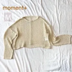 ゆるメッシュ透かし編みクルーネックニットプルオーバー　moment+