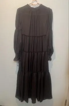 FRAY I.D ブラウン　長袖ロングワンピース