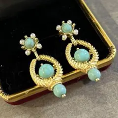 ヴィンテージ デザイン　アクセサリー　ピアス　レトロ　ブルー　イヤリング