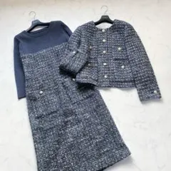 美品✨グレースクラス セットアップ ツイードジャケット 金ボタン ワンピース