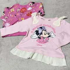 Disney ミッキー トレーナー ミニー 長袖Tシャツ ロンT 90 保育園着