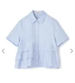 CABaN タイプライターダブルクロス アシンメトリックフリルシャツ