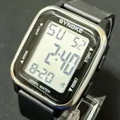 新品 SYNOKEスポーツデジタル防水スクエアウォッチ メンズ腕時計シルバー1