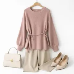 who's who Chico♡リボンニットトップス ピンク ゆるシルエット F