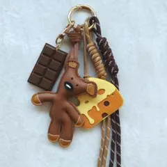 じゃらじゃらキーホルダー バッグチャーム キーチャーム　ブラウン　くま　お菓子