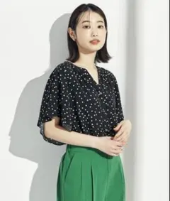 グローバルワーク　さらさらリラックスプリントブラウス