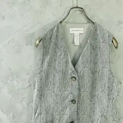 Liz claiborne ベスト　ペイズリー柄　薄手　Vネック　古着　VT3