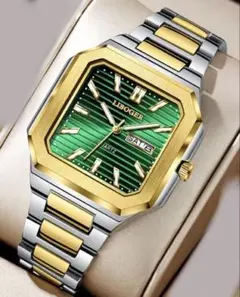 メンズ クォーツスクエア コンビ・グリーン(新品未使用傷有り)格安品