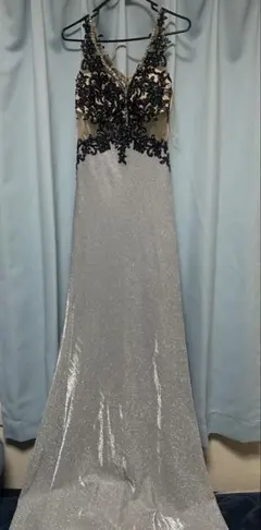 IRMA シルバー レース装飾 ドレス