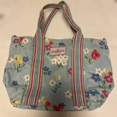 未使用品　キャスキッドソン　トートバッグ　ポーチ付き　水色　花柄