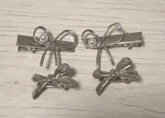 シルバーリボン型ヘアピン4個セット