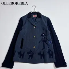 美品♡オレボレブラ ニット切替ジャケット 犬 ビジュー ツイード調 刺繍 F 美品♡オレボレブラ ニット切替ジャケット 犬 ビジュー ツイード調