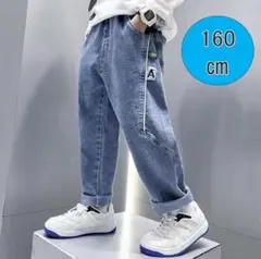 キッズ　デニムパンツ 160 ゆったり ジーンズ パンツ 韓国　子供　ジーパン