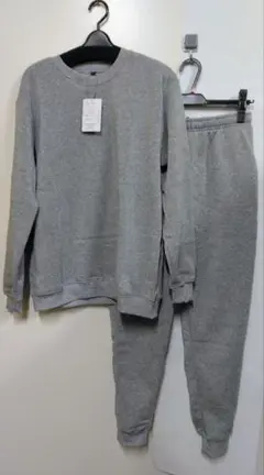 Lサイズ グレー裏起毛トレーナー上下