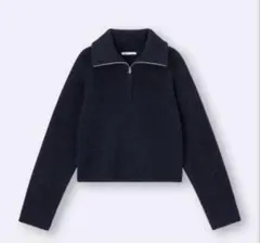 ハーフジップニットプルオーバー ネイビー XL