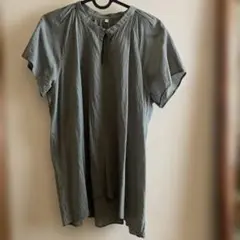 無印　強撚ボイルフレンチスリーブブラウス婦人Ｌ・スモーキーグリーン