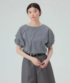 新品未使用品・ビームス・ストライプ柄 パフスリーブTシャツ・カットソー半袖のサムネイル