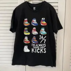 グラニフ 半袖 Tシャツ Mサイズ プリント 靴 オシャレ ブラック黒 カラフル