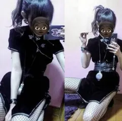 【着画あり】黒 ベルベット チャイナドレス コスプレ 衣装 ハロウィン