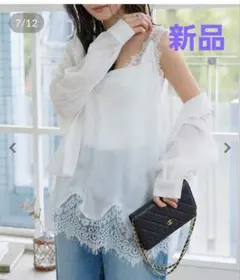 神戸レタス★新品★ディープVネックレースノースリーブトップスのサムネイル