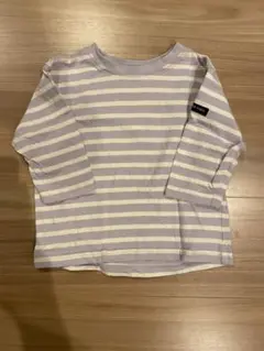 petit main ラベンダー/ホワイトストライプ Tシャツ 80