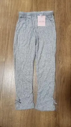 【新品タグ付き】mezzo piano サイドリボンレギンス グレー 130cm