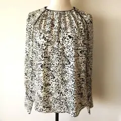 白黒アニマル柄パターン 長袖ブラウス ZARA ザラベーシック 総柄