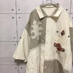 激レア　LANCEL paris 半袖　シャツ　刺繍　日本製　80s 90sのサムネイル