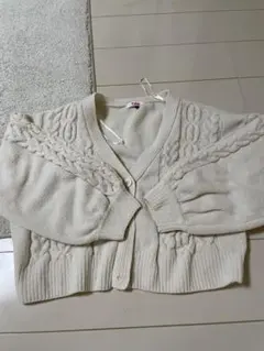 Pink Latte ケーブルニットカーディガン Lサイズ アイボリー
