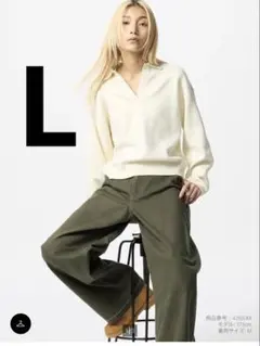 あ*い様 スムースコットンリラックスポロセーター　オフホワイト UNIQLO L