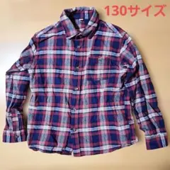 ◉130サイズ◉チェック柄長袖シャツ (中古品)