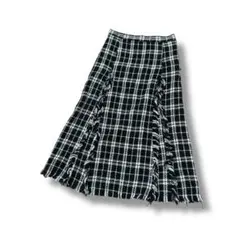 ツイード風ロングスカート　フリンジ　きれいめ　Aライン