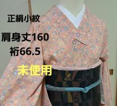 春らしい小紋　未使用　肩身丈160 裄66.5 正絹　しつけ付き　袷