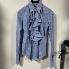 RALPH LAUREN SPORT 長袖ブラウス フリル シャツ ストライプ