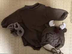 トナカイ ロンパース ボンネット付き クリスマス