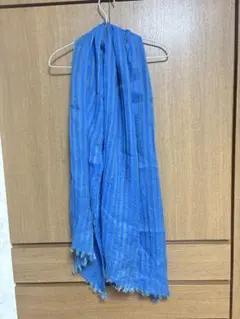 【値下げ】Viva la vida 大判ストール　インド綿　ブルー系ストライプ