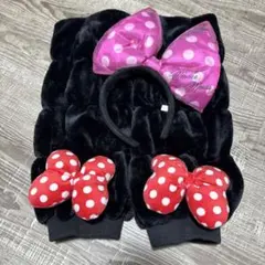 ミニーマウス風カチューシャとレッグウォーマーセット