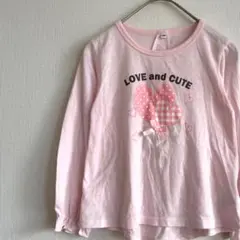 Tシャツ クルーネック 長袖 ハート リボン 袖フリル ドット柄 キッズ服