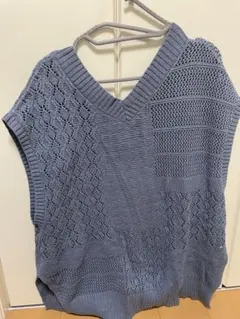 RODEO CROWNS グレー ニットベスト Vネック