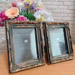【新品】ブラックゴールドフォトフレーム 2点セット　写真立て　アンティーク