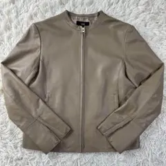 専用　23区　レザージャケット　ノーカラー　ラムレザー　ベージュ　大きいサイズ