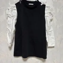 パフスリーブ 黒と白 トップス Mサイズ