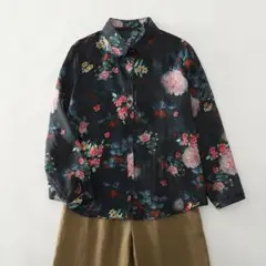 シャツ ブラウス 花柄 プリント レディース ゆったり 着痩せ レトロ フリー