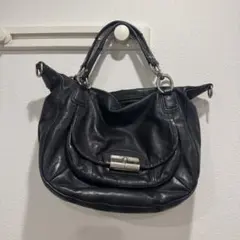 COACH ホーボーバッグ ブラック レザー シルバー金具 ショルダーバッグ