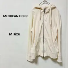 AMERICAN HOLIC フルジップパーカー　M アイボリー　フード