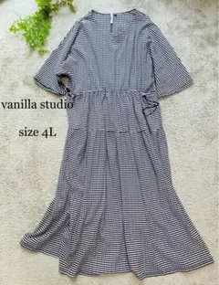しまむら vanilla studio ギンガムチェックワンピース 4L